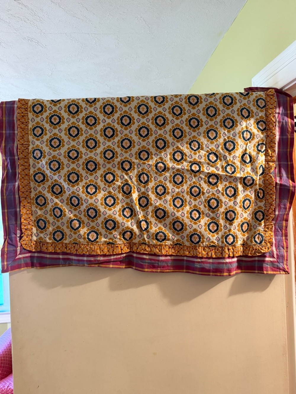 Matilda Jane Yellow and Burgundy Patterned Pillow Case